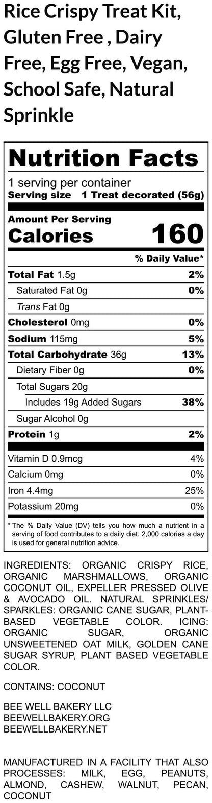 Rice Crispy Treat Kit, Gluten Free, Dairy Free, Egg Free, Vegan, Natural Sprinkles, Birthday, Nut Free, Camp, Back to School, Party Favor