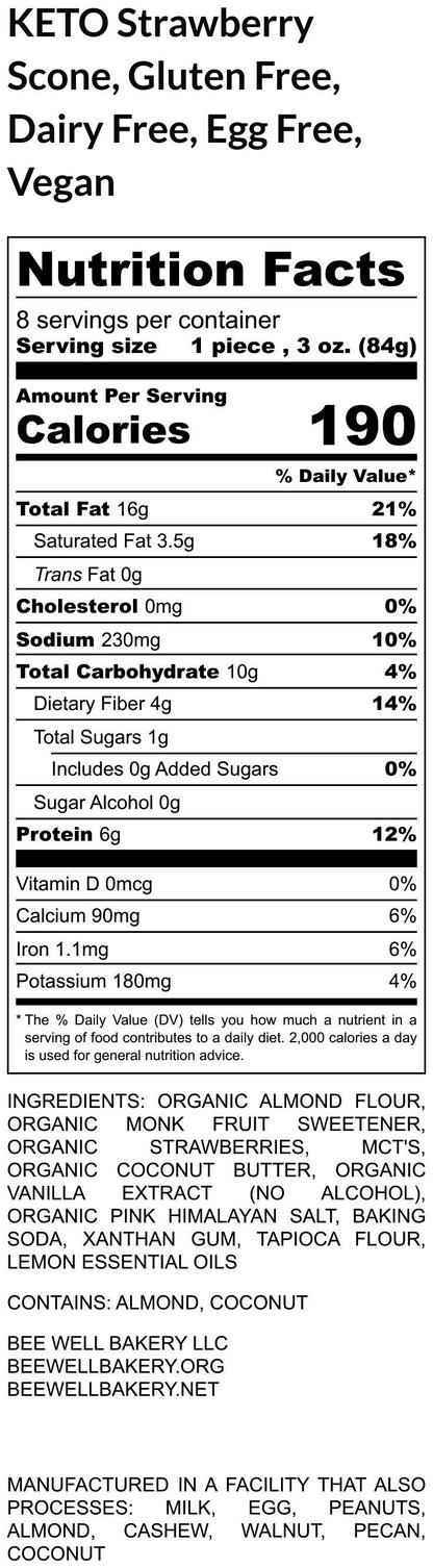 KETO, Scone, Sugar Free, Gluten Free, Dairy Free, Vegan, Egg Free, Strawberry, Pastry, Low Net Carbs, Erythritol Free, Diet, Brunch, Pastry