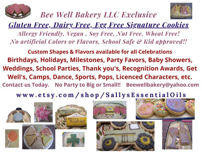 Gluten Free Sugar Cookies, Dairy Free, Egg Free, Vegan, Nut Free, Daisy, Tulip, Mother's Day Gift, Birthday, Plant-Based Colors, Party Favor