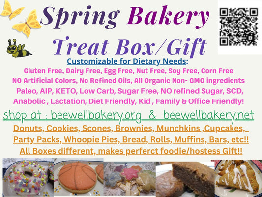 Spring Bakery Box, Gluten Free, Dairy Free, Egg Free, Grain Free, Nut Free, Vegan, KETO, AIP Paleo, Sugar Free, Muffins, Cookies, Cake, Gift